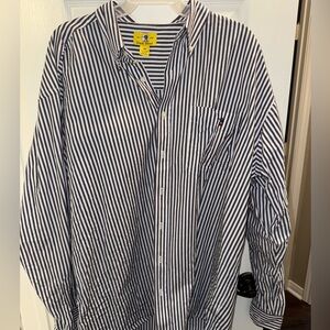 Duck Head Men’s  Performance Striped Button Up Shirt Long Sleeve Sky Blue Sz 2XL